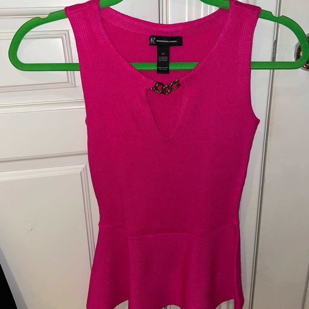 INC International Concepts Bright Pink Peplum Blouse
